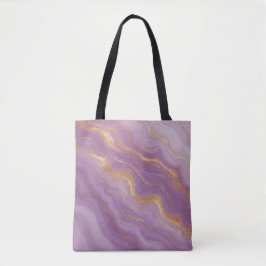 Lila marmor bakgrund med guldådror tygkasse