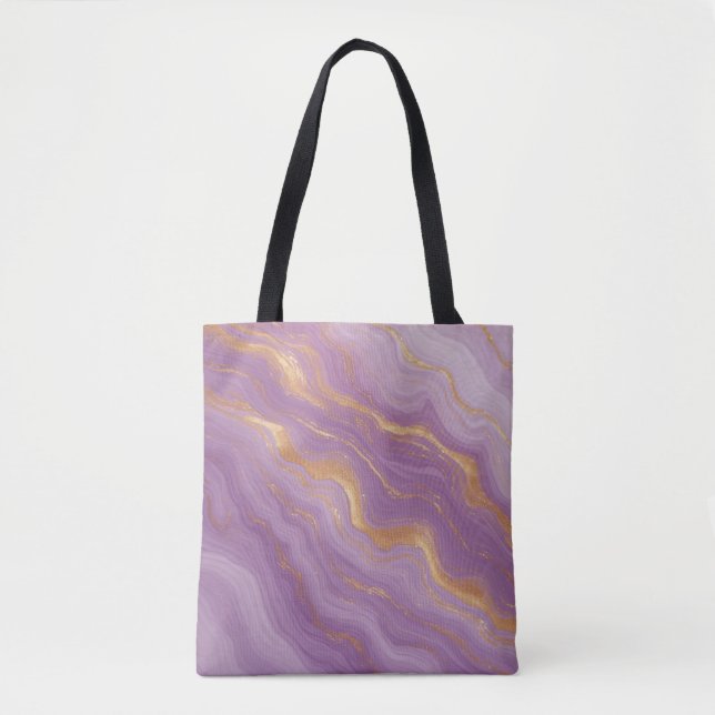 Lila marmor bakgrund med guldådror tygkasse (Framsida)