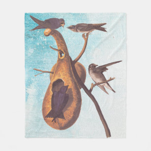 Lila Martin Audubon Bird Family and Gourd Home Fleecefilt