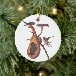 Lila Martin Audubon Bird Family and Gourd Home Julgransprydnad Keramik