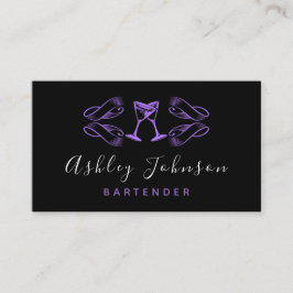 Lila Martini Glass Night Klubb Pub Bartender Visitkort