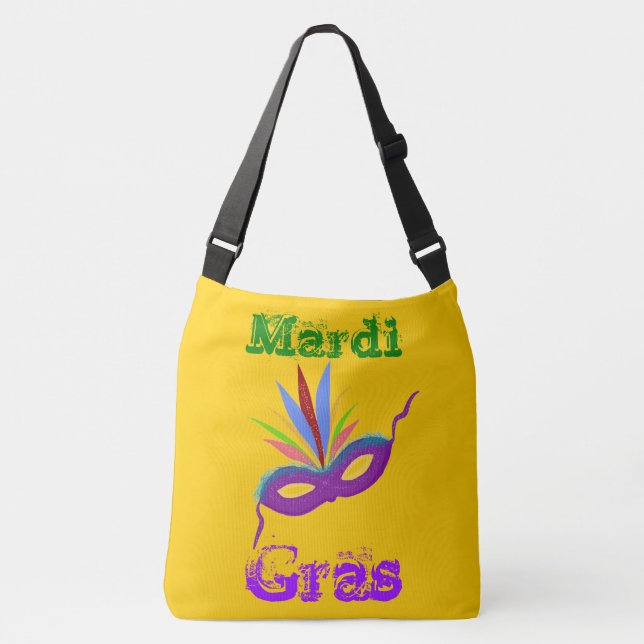 Lila Mask Mardi Gras Tote Bag Axelväska (Framsida)