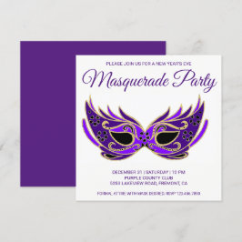 Lila Mask Nyårsafton maskerad Party Inbjudan