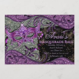 Lila Maskeradbal Invitation, Mardi Gras Inbjudningar