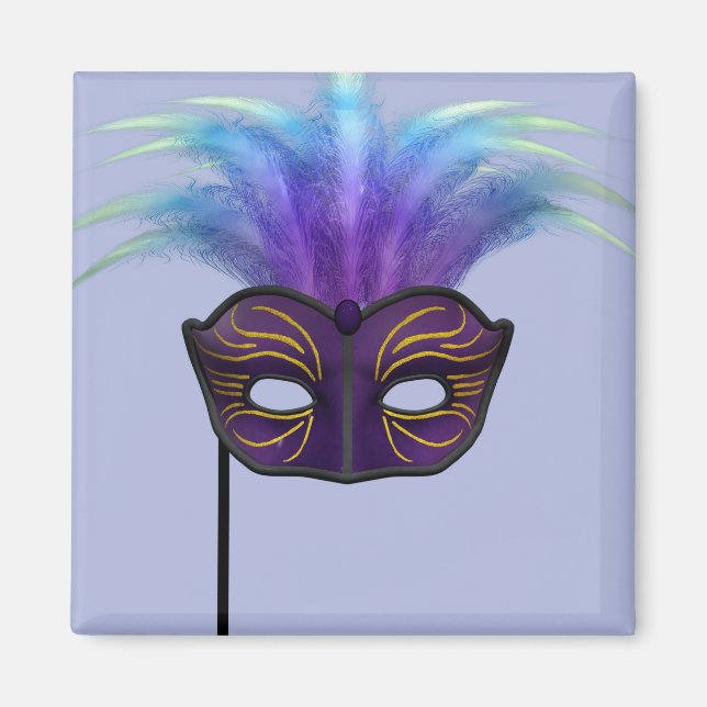 Lila maskeradmask karnevalsfest konst magnet (Framsidan)
