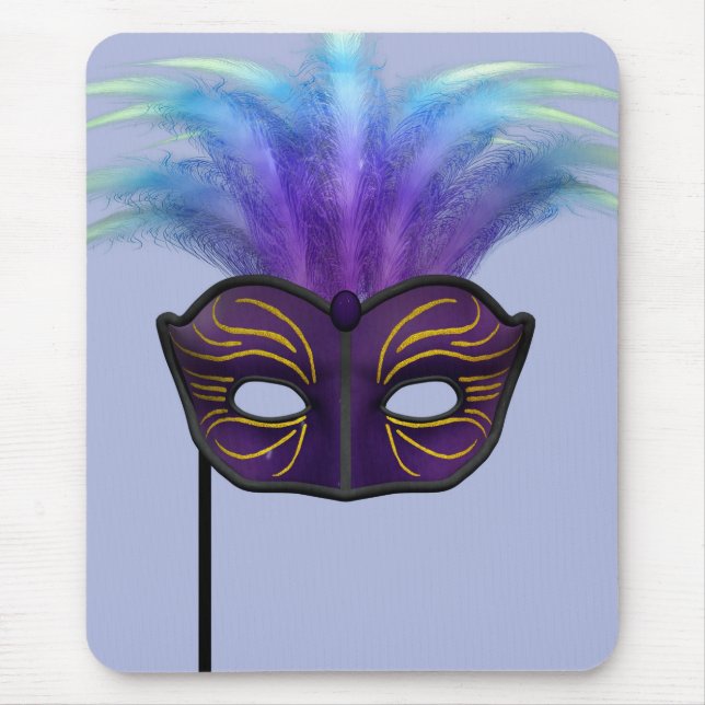 Lila maskeradmask karnevalsfest konst musmatta (Framsidan)