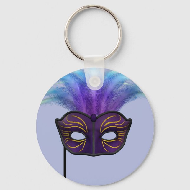 Lila maskeradmask karnevalsparti konst nyckelring (Framsida)