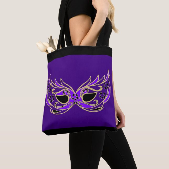 Lila maskeradmask tygkasse (Närbild)