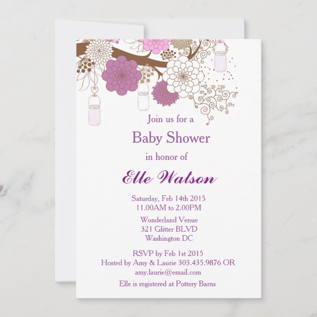 Lila Mason Burk Baby Shower, Möhippa Inbjudan (Framsida)