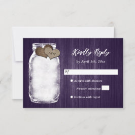Lila Mason Burk Wood Ljus Bröllop OSA Card