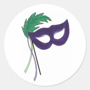 Lila MasqueraBoll Mask Masque Drama Theater Runt Klistermärke