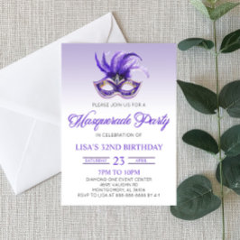 Lila MasqueraBoll Party Mardi Gras Birthday Inbjudningar