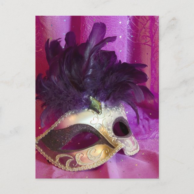 Lila Masqueramask Vykort (Framsida)