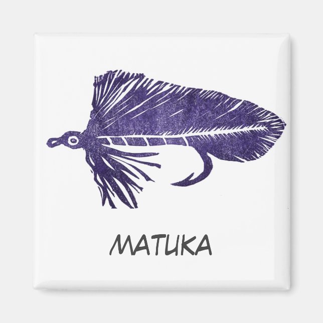 "Lila Matuka" Fågelfiske Art Magnet (Framsidan)
