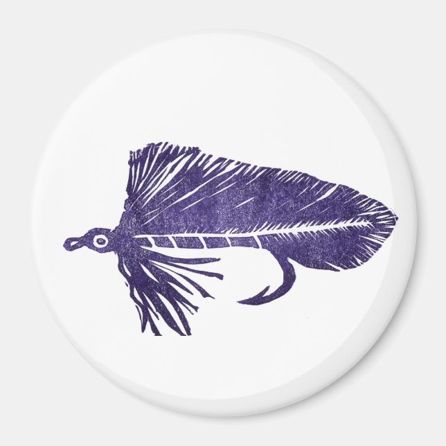 "Lila Matuka Streamer" Classic Trout Fly Magnet (Framsidan)