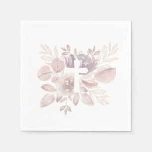 Lila Mauve Akvarell Blommig Kors Pappersservett