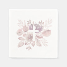 Lila Mauve Akvarell Blommig Kors