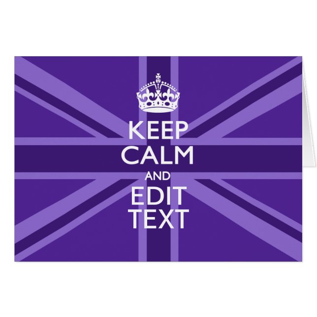 Lila Mauve Behålla Lugn och textunionen Hälsningskort (Framsidan Horizontal)