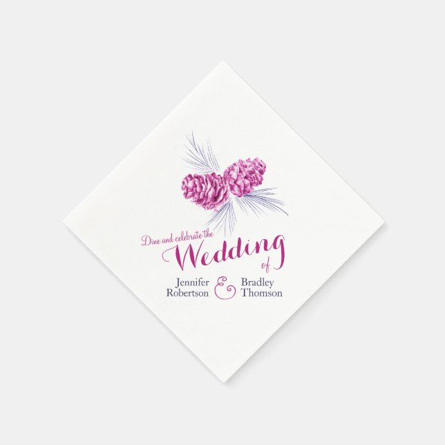 Lila Mauve Blue gräs cones vinterbröllop Pappersservett (Hörn)