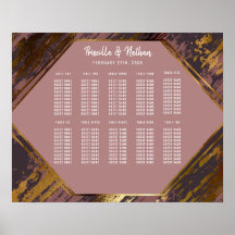 Lila Mauve Guld Brushstroke Modern Sittplatsdiagra