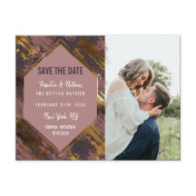 Lila Mauve Guld Penseldrag Modern Spara Datum