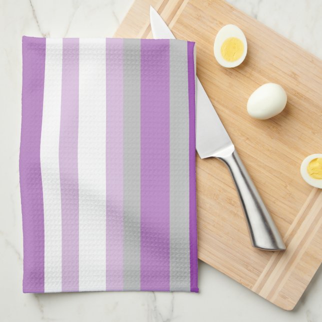 Lila Mauve och White Kökshandduk (Vikt i Fjärdedel)