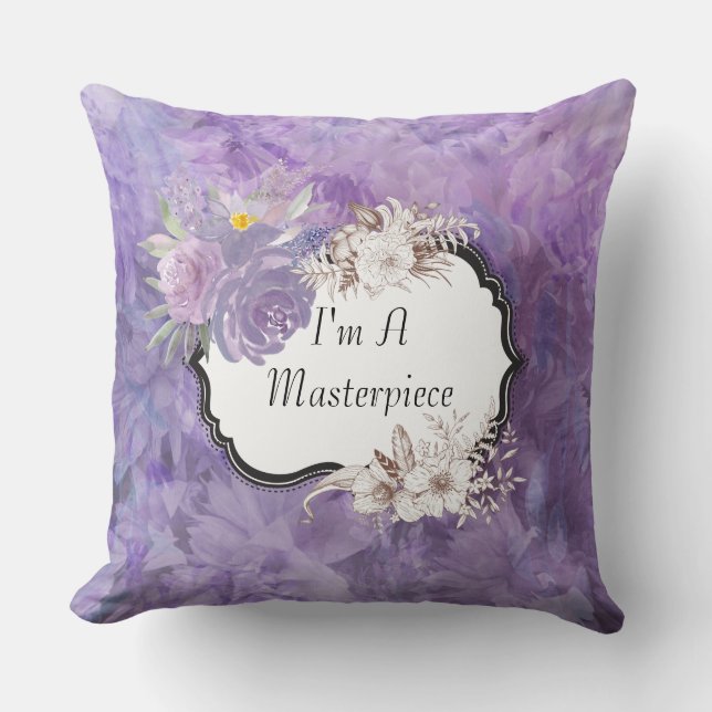 Lila Mauve Passion Blommigt mästerverk Pillow Kudde (Framsida)