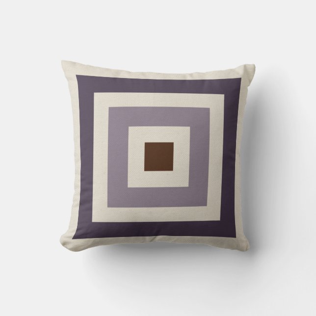 Lila Mauve Plum Geometric Squares Kudde (Framsida)