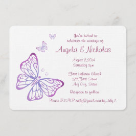 Lila Mauve Rosa Classy Garden Butterfly Inbjudningar