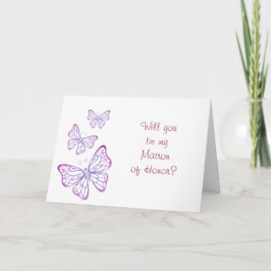 Lila Mauve Rosa Klassisk Matron Of Honor Fjäril Inbjudan