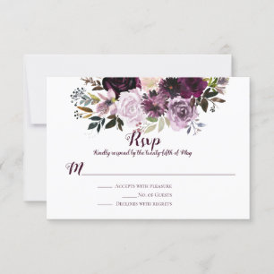 Lila Mauve Rosa Peonies Rosor RSVP OSA Kort