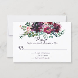 Lila Mauve Rosa Plommon Röd Violett Grönska RSVP OSA Kort