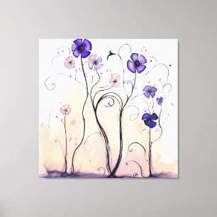 Lila Meadow Nature Wildblomme Modern Blommigt Art Canvastryck