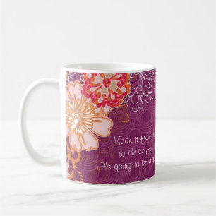 Lila med Big Flowers Coffee Pot Mugg