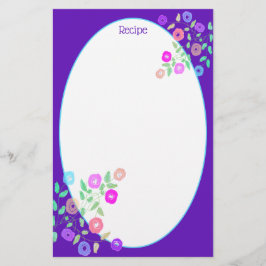 Lila med Blommigt konst Brevpapper