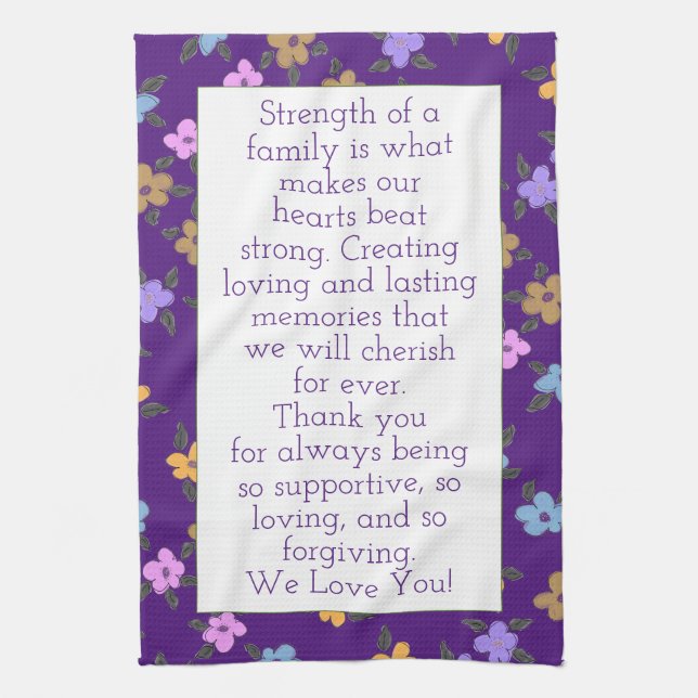 Lila med Blommönster Kökshandduk (Vertikal)