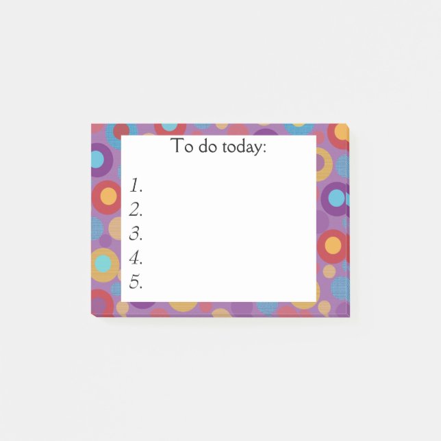 Lila med färgade punkter Bokför anteckning Post-it Block (Framsida)