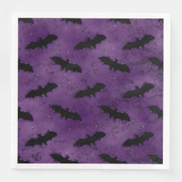 LILA MED FLADDERMÖSS MED SKJUKA BLACK HALLOWEEN PAPPERSSERVETT