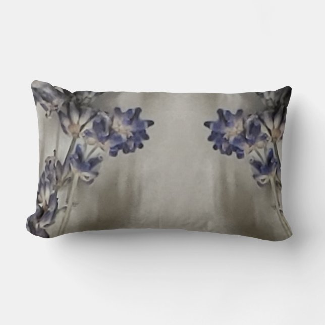 Lila med Grått Blommigt Lumbalfyllning Lumbarkudde (Framsida)