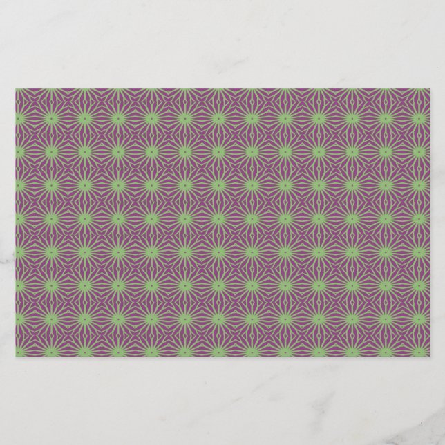 Lila med Grönt Trippy Mönster Craft Papper (Framsida)
