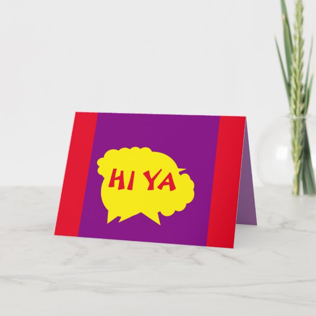 Lila med gult stänk-design, gräns röd kort (Framsida)