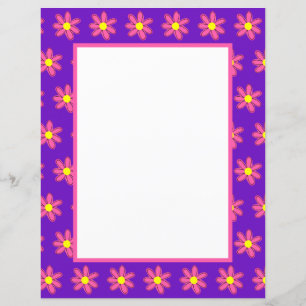 Lila med Rosa Flowers Stationery Papper