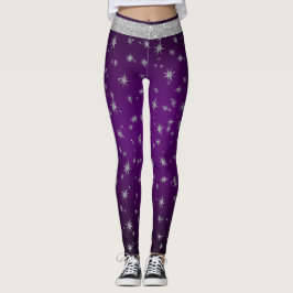 Lila med Silver Stars Leggings