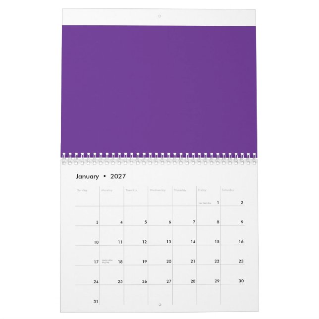 lila med vit gräns kalender (Jan 2027)