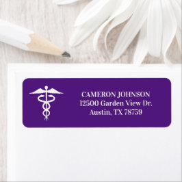 Lila Medical Caduceus Doktor Returadress Returadress Etikett
