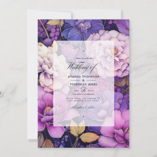 Lila Medley Blommigt Winter Wedding Inbjudningar