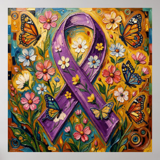 Lila medvetandeband Fibro Poster