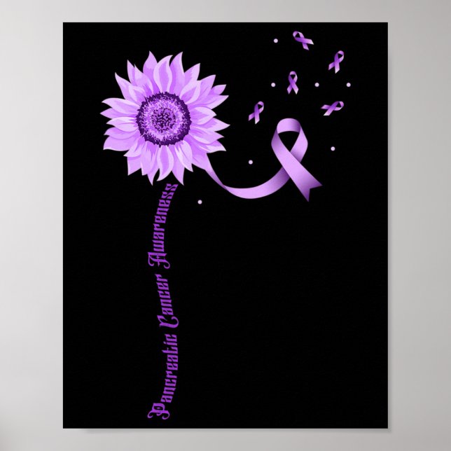 Lila Medvetenhet om cancer i bukspottkörteln Poster (Framsidan)