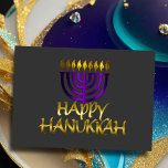 Lila Menorah Flames Lycklig Hanukkah-kort Helgkort<br><div class="desc">Helgdag temaobjekt designade av Umua. Tryckt och avsänt av Zazzle eller deras närstående företag.</div>