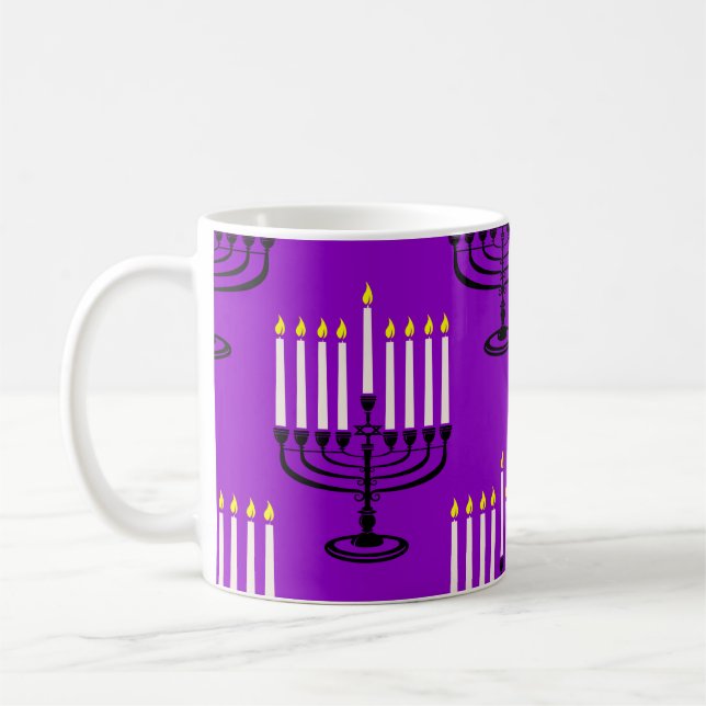 lila menorah hanukkah jewant print kaffemugg (Vänster)